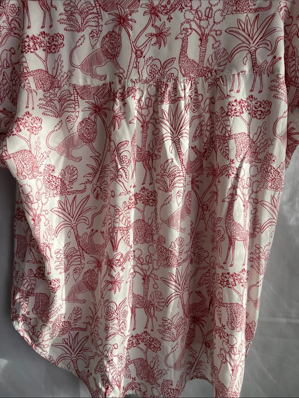Jane and Delancey Cream Button-Front Shirt with Red Animal Print - Picture 15 of 16
